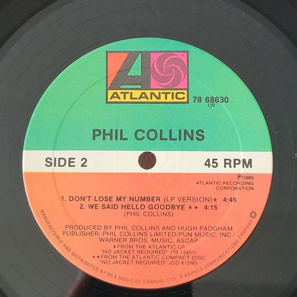 VINTAGE 1985, PHIL COLLINS, DON'T LOSE MY NUMBER, 12" E.P.!!! - Picture 5 of 6